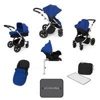 Ickle Bubba Stomp V3 Silver Frame All-in-one Travel System With Isofix Base-Blue