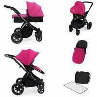 Ickle Bubba Stomp V2 Black Frame All-in-one Travel System-Pink