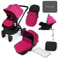 Ickle Bubba Stomp v3 All in One Travel System with Isofix Base in Pink with Black Frame