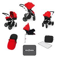 Ickle Bubba Stomp V3 All-In-1 Travel System & Isofix Base - Red/Silver