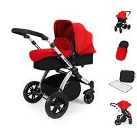 Ickle Bubba Stomp V2 All In One Travel System - Red On Silver Frame