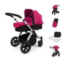 Ickle Bubba Stomp V2 All In One Travel System - Pink On Silver Frame