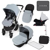 Ickle Bubba Stomp v3 All in One Travel System with Isofix Base in Silver with Silver Frame