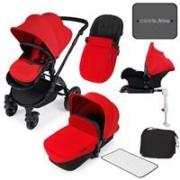 Ickle Bubba Stomp v3 All in One Travel System with Isofix Base in Red with Black Frame