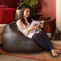 icon luxury real leather xl panelled bean bag brown