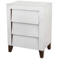 Iced Ivory Shagreen Slanted 3 Drawer Bedside Cabinet