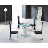 Ice Glass Dining Table Square In Clear With 4 Dining Chairs