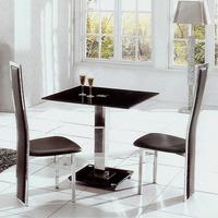 Ice Glass Dining Table Square With 4 Dining Chairs In Black