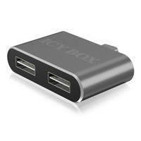 Icybox IB-Hub1201-C Type-C to 2x Type-A USB 2.0 Adapter - Anthracite