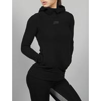 Iconic Run-Pullover Ladies Black Hooded Jacket / Blackout : Large