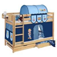 Idense Pine Wooden Jelle Bunk Bed - Bob the Builder - With curtain and slats - Continental Single