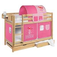 idense pine wooden jelle bunk bed princess with curtain and slats cont ...