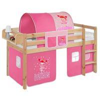 idense pine wooden jelle midsleeper princess with curtain and slats co ...