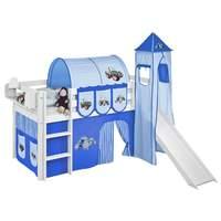 idense white wooden jelle midsleeper tractor blue with slide tower cur ...