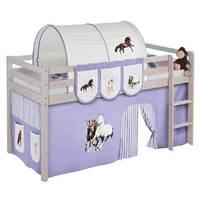 Idense Nelle Whitewash Midsleeper - Horses Lilac - With curtains and slats - Continental Single