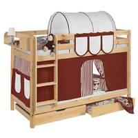 idense pine wooden jelle bunk bed brown with curtain and slats contine ...