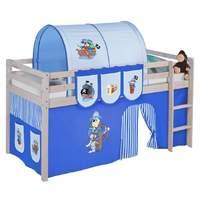 Idense Nelle Whitewash Midsleeper - Pirate Blue - With curtains and slats - Continental Single