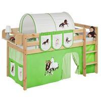 idense pine wooden jelle midsleeper horses green with curtain and slat ...