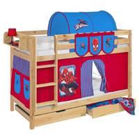 idense pine wooden jelle bunk bed spiderman with curtain and slats con ...