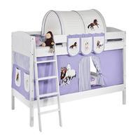 idense white wooden ida bunk bed horses lilac with curtain and slats c ...