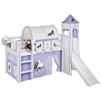 idense white wooden jelle midsleeper horses lilac with slide tower cur ...