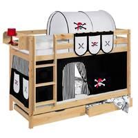 idense pine wooden jelle bunk bed pirate black and pine with curtain a ...
