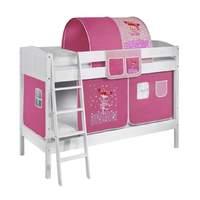 idense white wooden ida bunk bed princess with curtain and slats conti ...