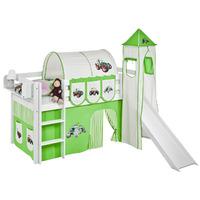 idense white wooden jelle midsleeper tractor green with slide tower cu ...