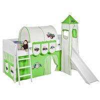 idense white wooden ida midsleeper tractor green with slide tower curt ...