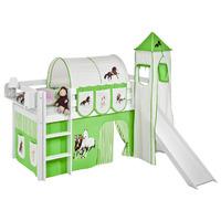 idense white wooden jelle midsleeper horses green with slide tower cur ...