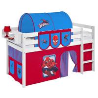 Idense White Wooden Jelle Midsleeper - Spiderman - With curtain and slats - Single