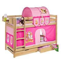 idense pine wooden jelle bunk bed filly with curtain and slats contine ...