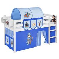 idense white wooden jelle midsleeper pirate blue with curtain and slat ...