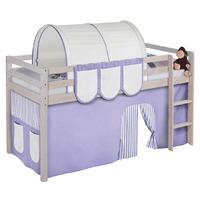 Idense Nelle Whitewash Midsleeper - Lilac - With curtains and slats - Continental Single