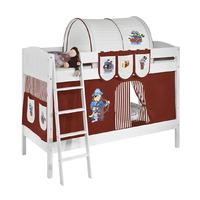 Idense White Wooden Ida Bunk Bed - Pirate Brown - With curtain and slats - Continental Single