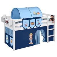 Idense White Wooden Jelle Midsleeper - Bob the Builder - With curtain and slats - Single