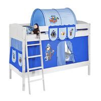 idense white wooden ida bunk bed pirate blue with curtain and slats co ...