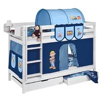 Idense White Wooden Jelle Bunk Bed - Bob the Builder - With curtain and slats - Continental Single