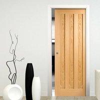 Idaho Oak 3 Panel Fire Pocket Door is 1/2 hour Fire Rated