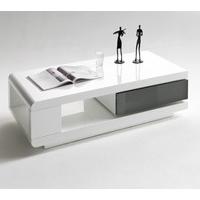 Ida Coffee Tables High Gloss White With Grey Pull Out Drawer