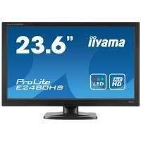 Iiyama ProLite E2480HS (23.6 inch) LED Backlit LCD Monitor 1000:1 300cd/m2 (1920x1080) 2ms D-Sub/DVI-D/HDMI (Black)