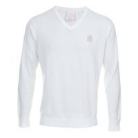 ijp design poulter crest v neck sweater golf ball white