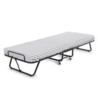 iKayaa Metal Frame Rollaway Single Folding Guest Bed Cot with Mattress 360°Casters 110kg Capacity