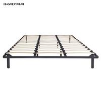 iKayaa Contemporary Platform Metal Bed Frame with Wood Slats for Twin/Full/Queen/King/California King Sized Mattress Excellent Foundation Box Bedroom 