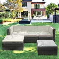 ikayaa fashion pe rattan wicker patio garden furniture sofa set w cush ...