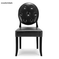 iKayaa Classic Antique Style Tufted Kitchen Dining Chair PU Leather Accent Chair Side Living Room Chair W/ Rubber Wood Leg