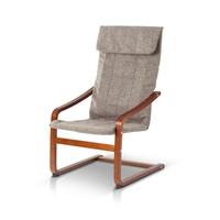 iKayaa Contemporary Reclining Bentwood Chair 286LB Capacity Natural Birch Wood Lounge Chair Comfortable Armchair