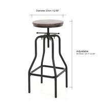 ikayaa industrial style height adjustable swivel bar stool natural pin ...