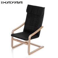 iKayaa Contemporary Wooden Reclining Bentwood Chair Solid Birch Wood Lounge Chair With Cushion Comfortable Armchair