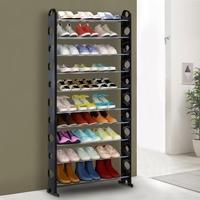 iKayaa Portable 10 Tier Standing Shoe Rack Organizer Tower Stackable Shoes Storage Shelf Cabinet for 40 Pairs of Shoes Free Combinition